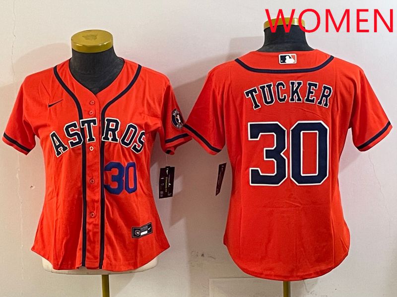 Women Houston Astros #30 Tucker Orange Game 2025 Nike MLB Jersey style 2->women mlb jersey->Women Jersey
